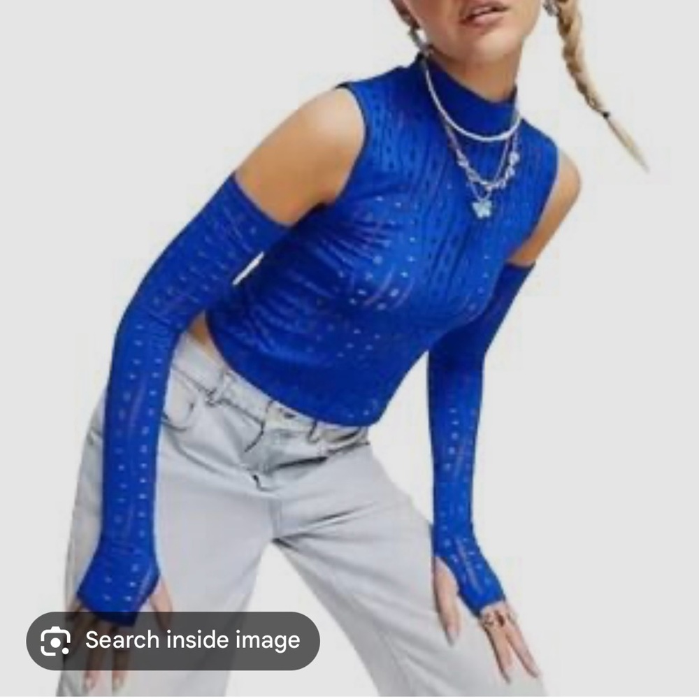 Jaded London Royal Blue Cutout Top and Arm Warmers